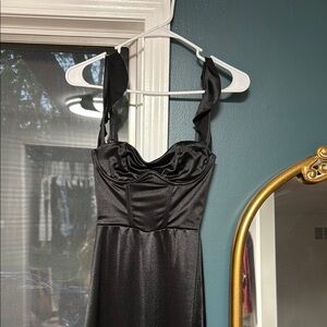 Lucy in the Sky Elegant Black Corset Satin Dress